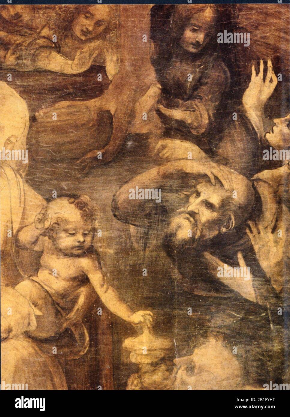 Leonardo da Vinci. Adoration of the Magi.Detail.1481. Stock Photo