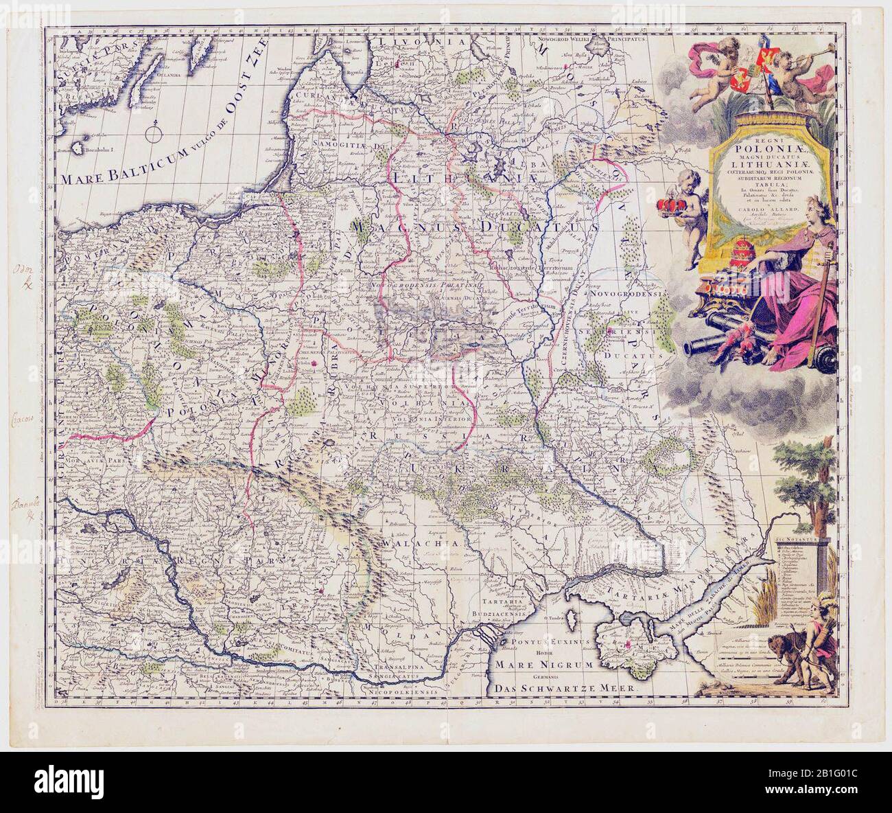 Poland, Lithuania and Prussia in 1696, by Carel Allard. A detailed 