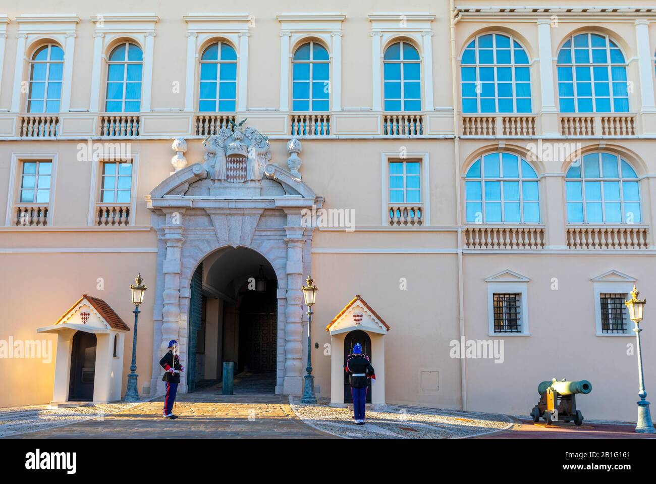 The Changing of the Palace Guard, The Prince's Palace of Monaco, Monte Carlo, Monaco Stock Photo