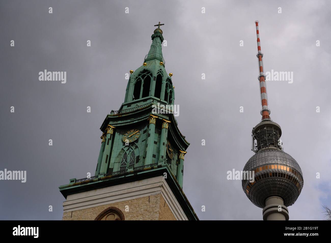Berlin skyline with Fernsehturm (TV Tower) Stock Photo
