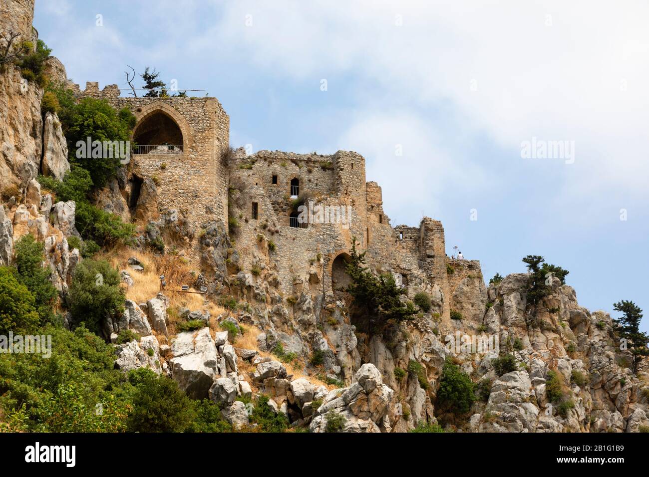 St Hilarion castle ruins on the Kyrenia Range in Turkish Northern Cyprus. Stock Photo