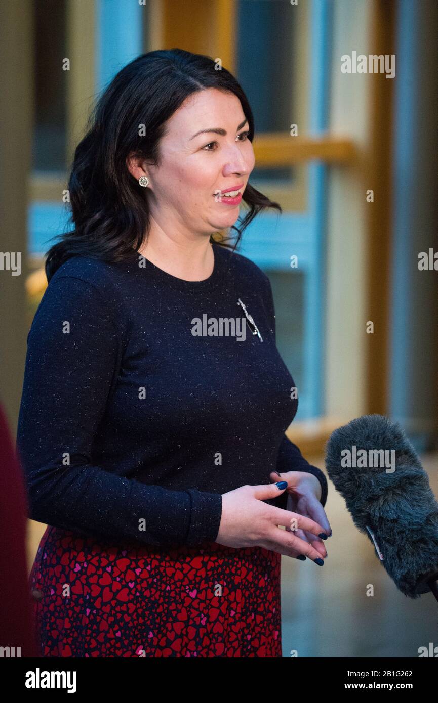 Edinburgh, UK. 25th Feb, 2020. Pictured: Monica Lennon MSP - Shadow Cabinet Secretary for Health And Sport, Member for Central Scotland for the Scottish Labour Party. Credit: Colin Fisher/Alamy Live News Stock Photo