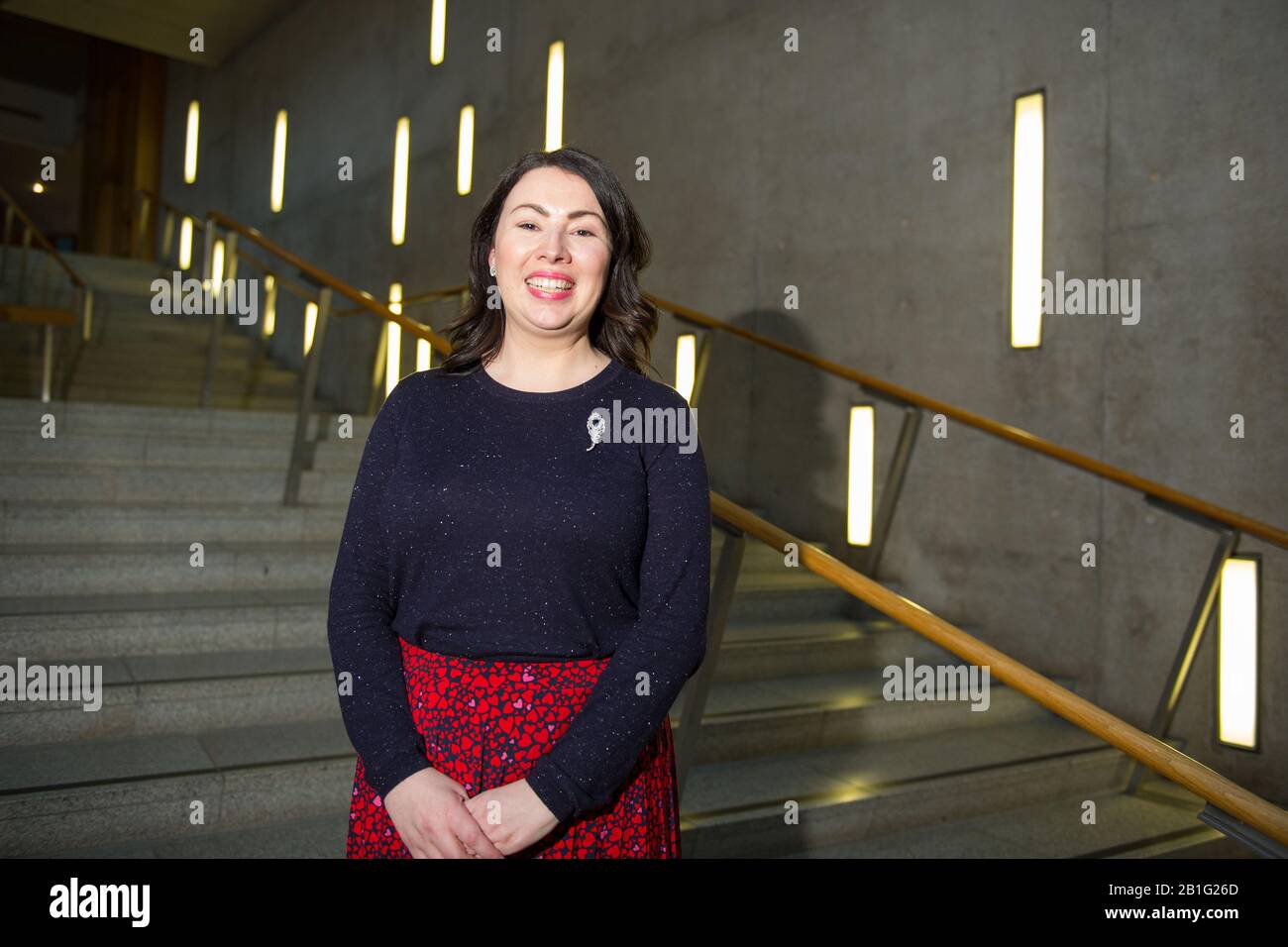 Edinburgh, UK. 25th Feb, 2020. Pictured: Monica Lennon MSP - Shadow Cabinet Secretary for Health And Sport, Member for Central Scotland for the Scottish Labour Party. Credit: Colin Fisher/Alamy Live News Stock Photo