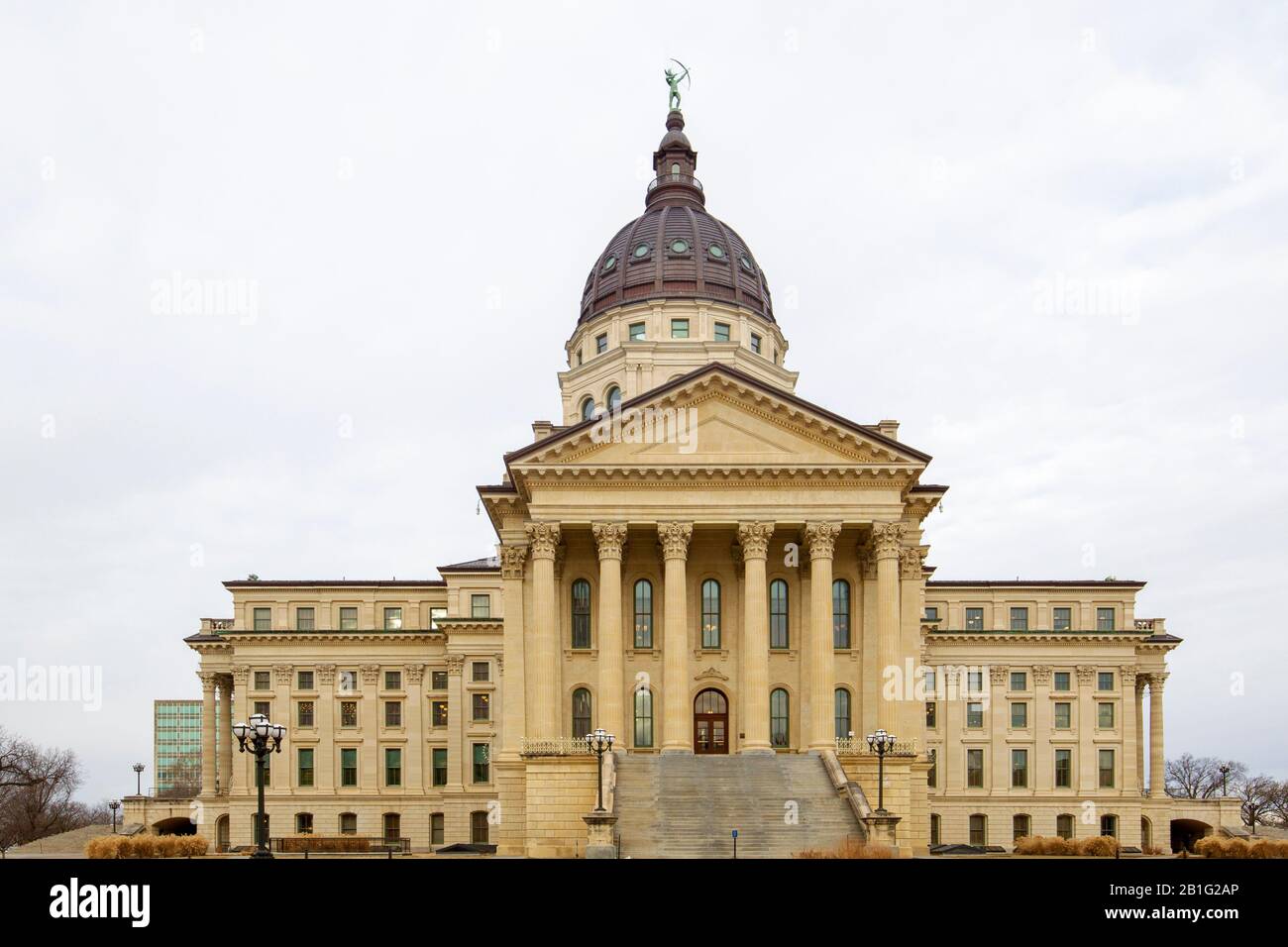 The Kansas State Capitol located in Topeka is the building housing the executive and legislative branches of government for the U.S. state of Kansas. Stock Photo