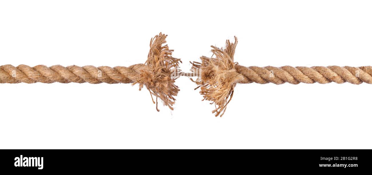 Tearing strong Rope isolated on white Background Stock Photo Alamy