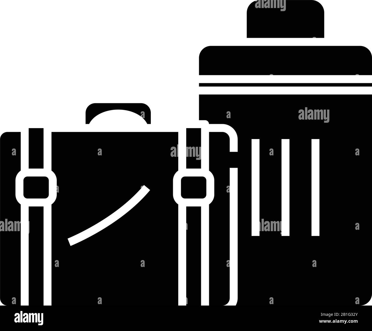 Big suitcases black icon, concept illustration, vector flat symbol, glyph sign. Stock Vector