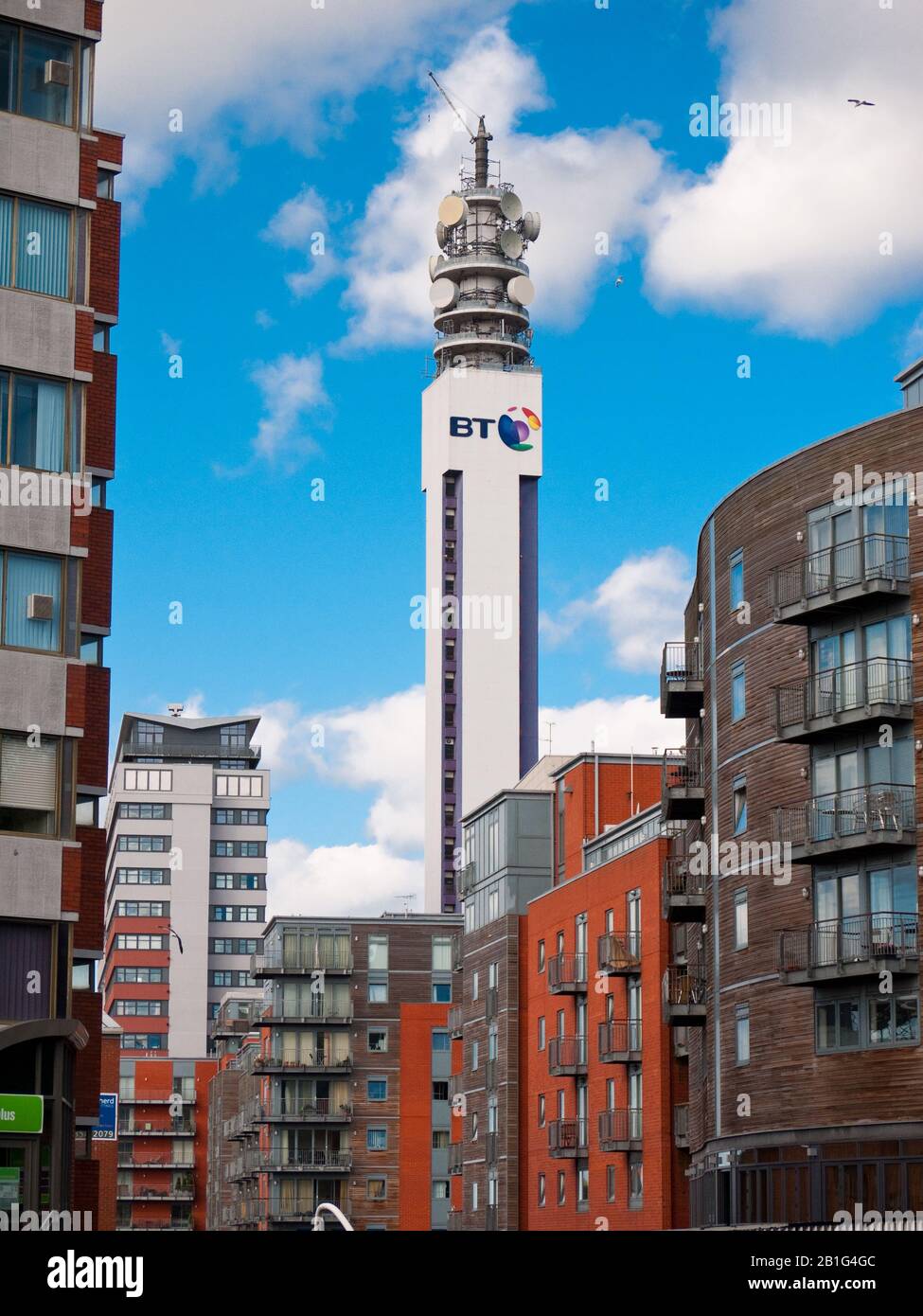 BT Tower beside canal in Birmingham England Stock Photo - Alamy