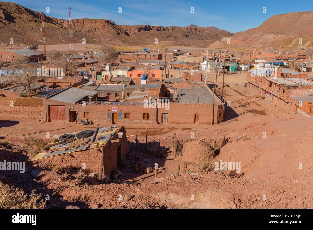 Small town of Susques in National Route 52, high-altitude Andes, Puna desert, Province of Jujuy, NW Argentina, Latin America Stock Photo