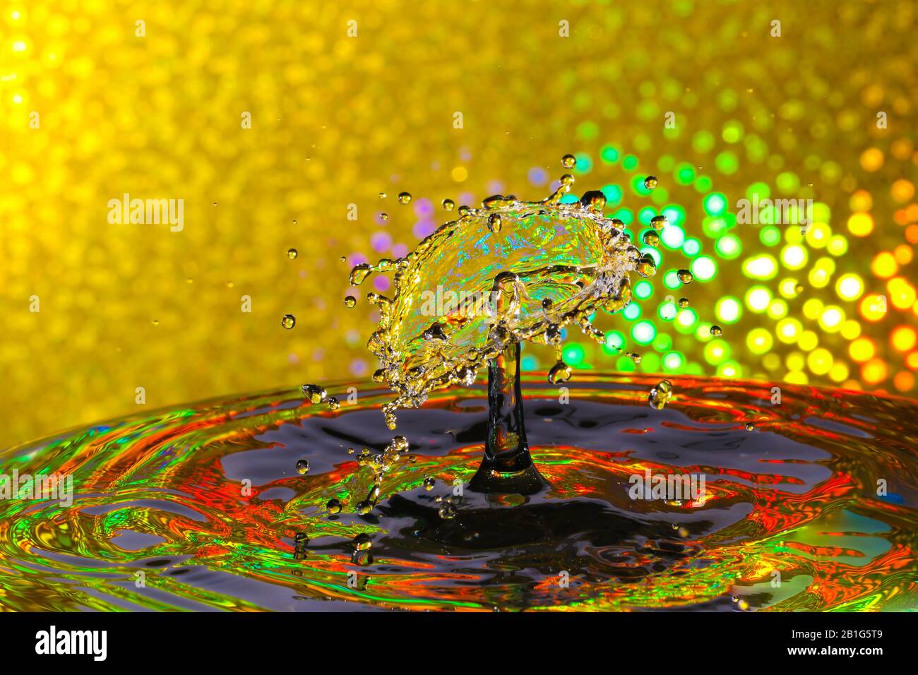 Abstract photograph of a water drop collision created with two water ...