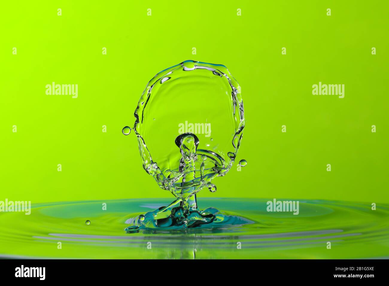 Abstract photograph of a water drop collision created with two water ...