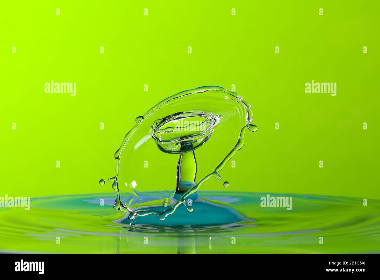 Abstract photograph of a water drop collision created with two water ...