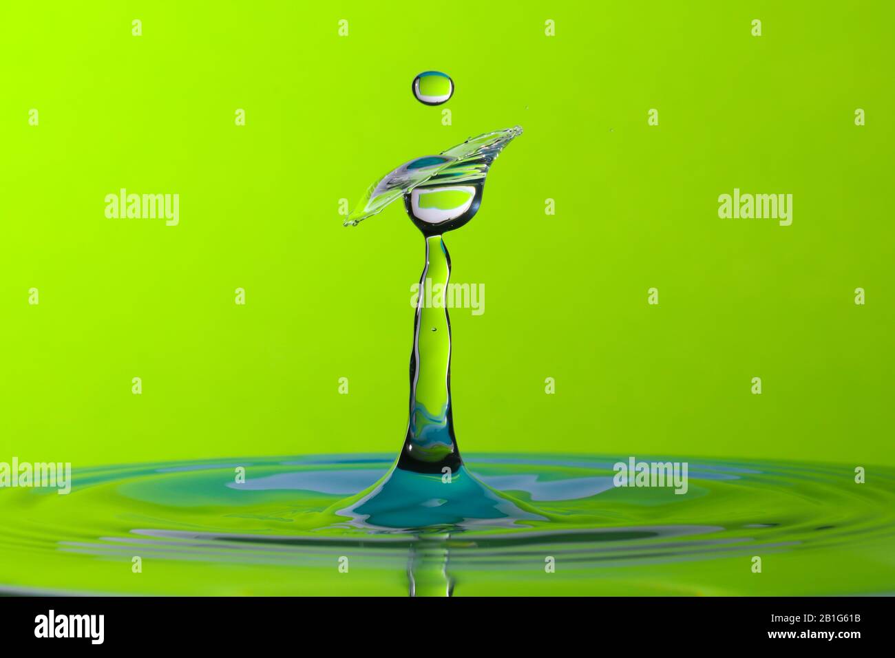 Abstract photograph of a water drop collision created with two water ...