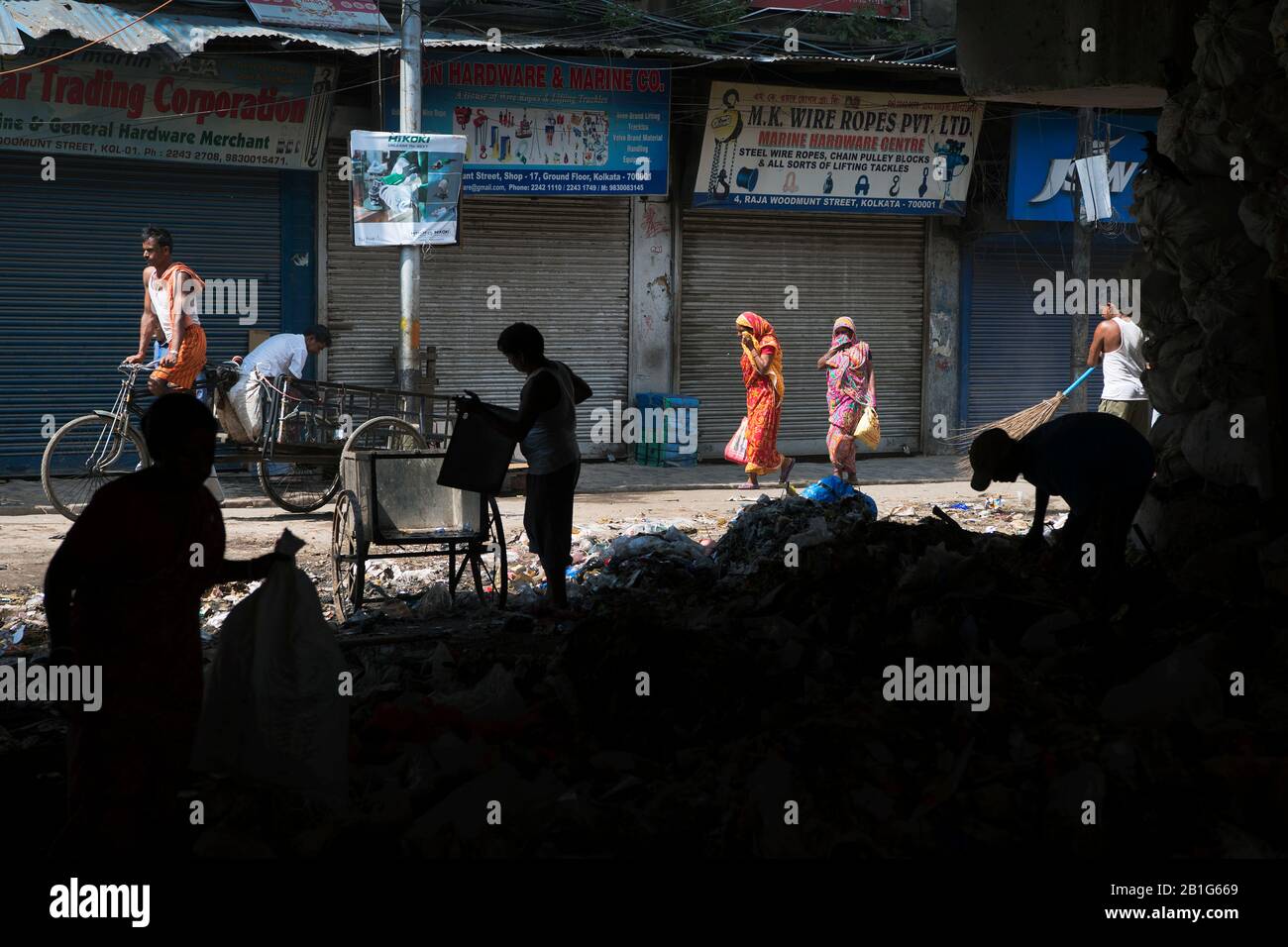 The image of Sweepers in the streets of Kolkata Harbour, West Bengal