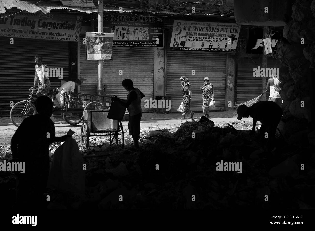 The image of Sweepers in the  streets of  Kolkata Harbour, West Bengal. India, Asia Stock Photo