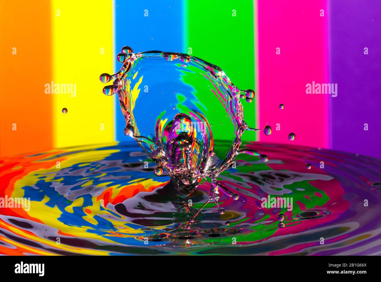 Abstract photograph of a water drop collision created with two water ...