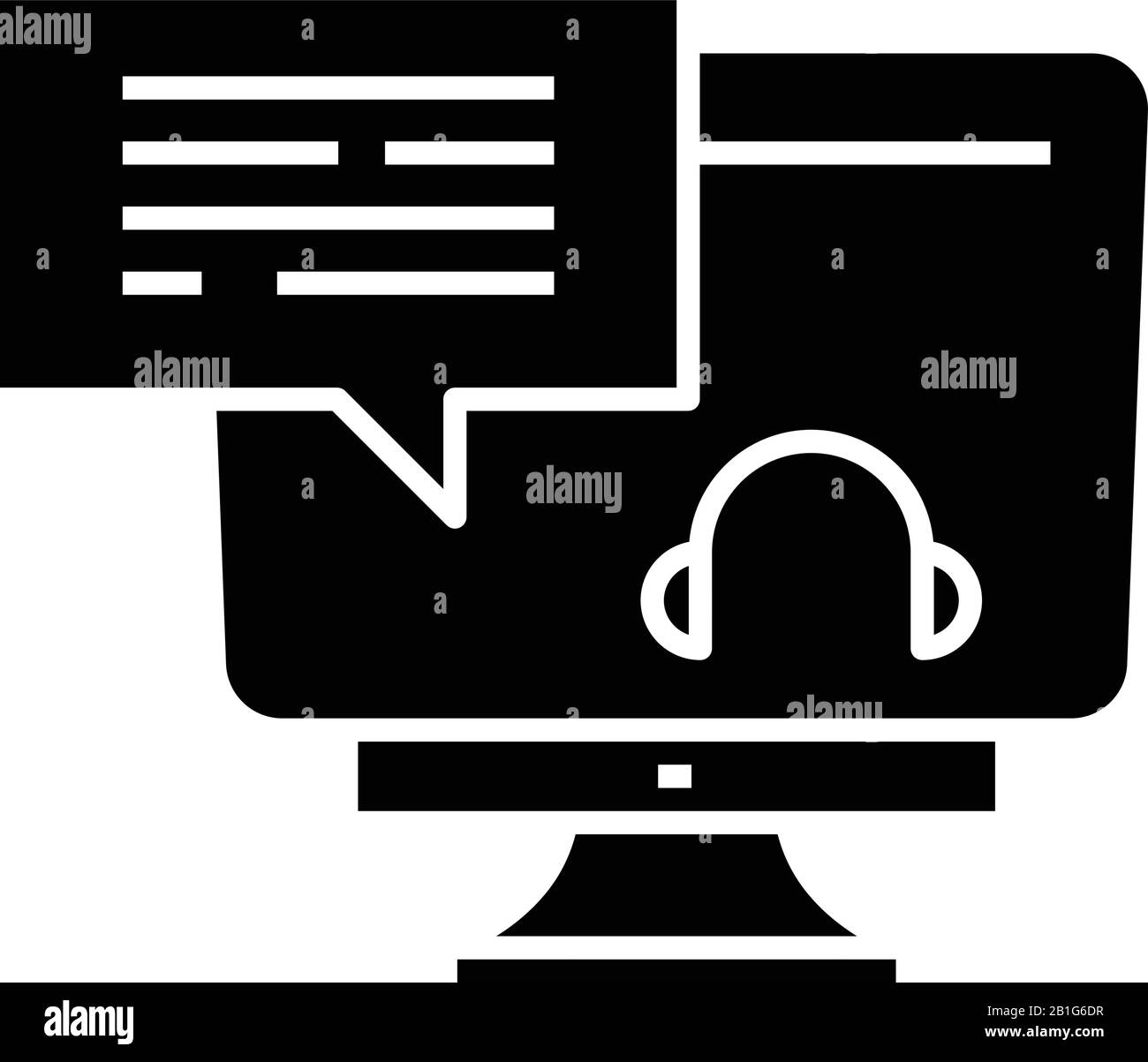 Audio info black icon, concept illustration, vector flat symbol, glyph sign. Stock Vector