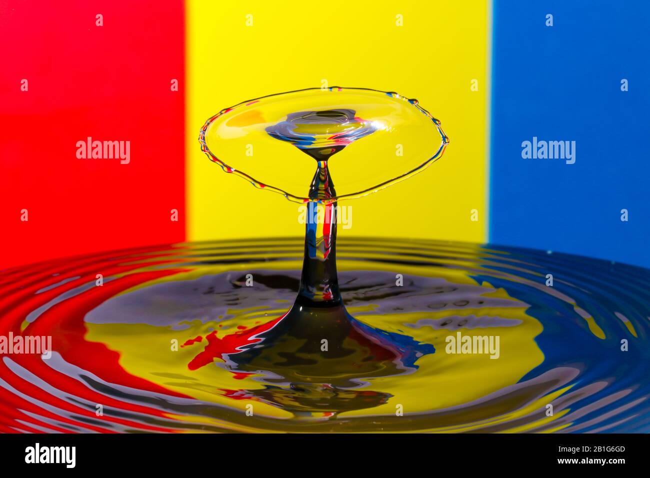 Abstract photograph of a water drop collision created with two water ...