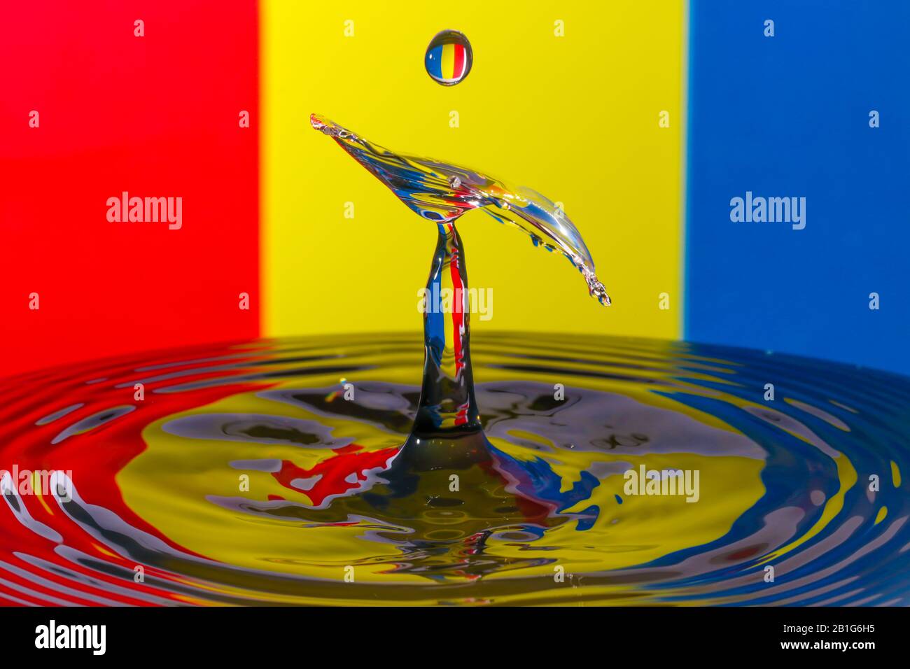 Abstract photograph of a water drop collision created with two water ...