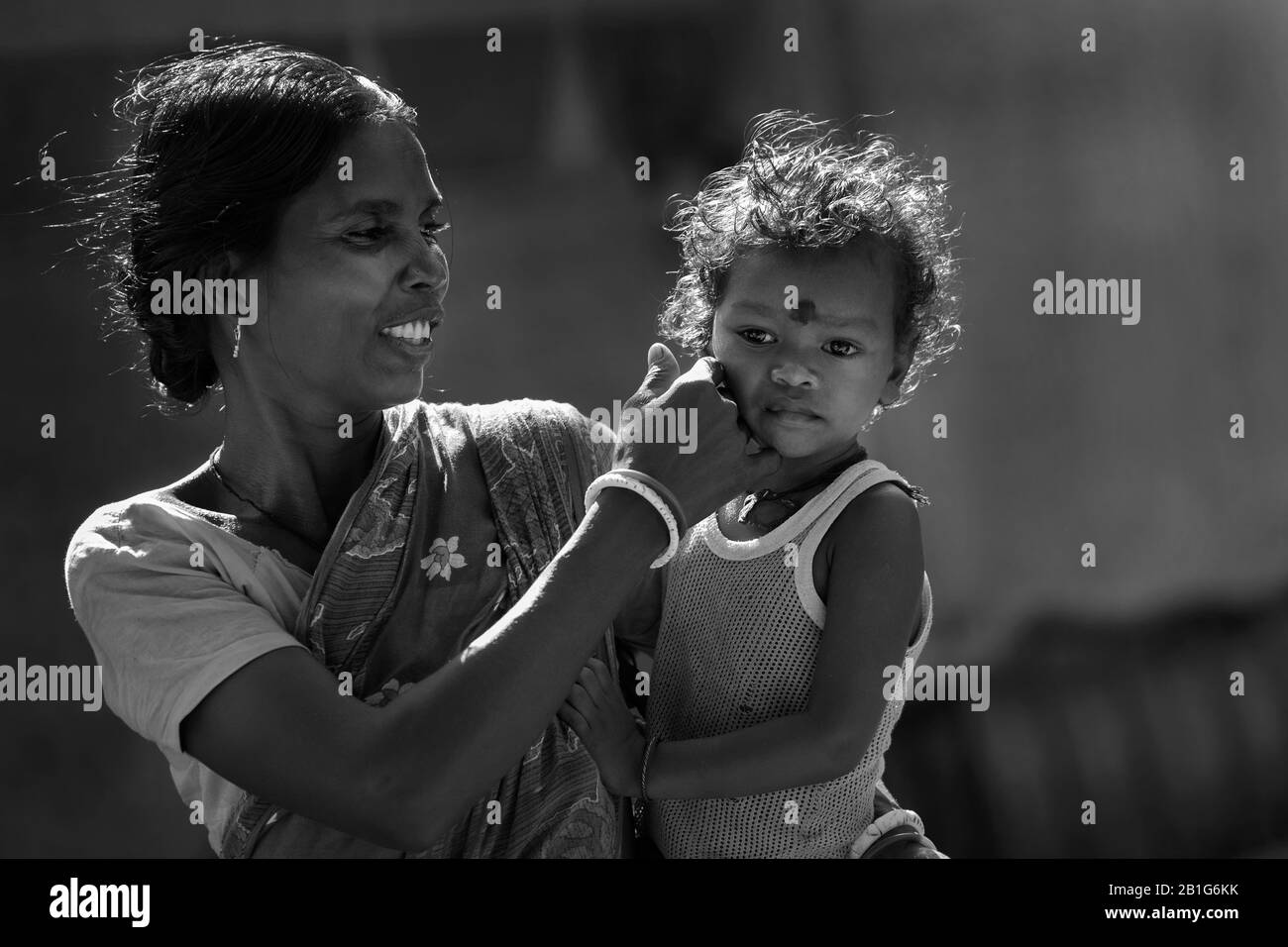 The image of Mother and child in Purulia village, West Bengal,India, Asia Stock Photo