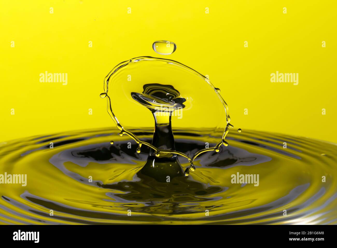 Abstract photograph of a water drop collision created with two water ...