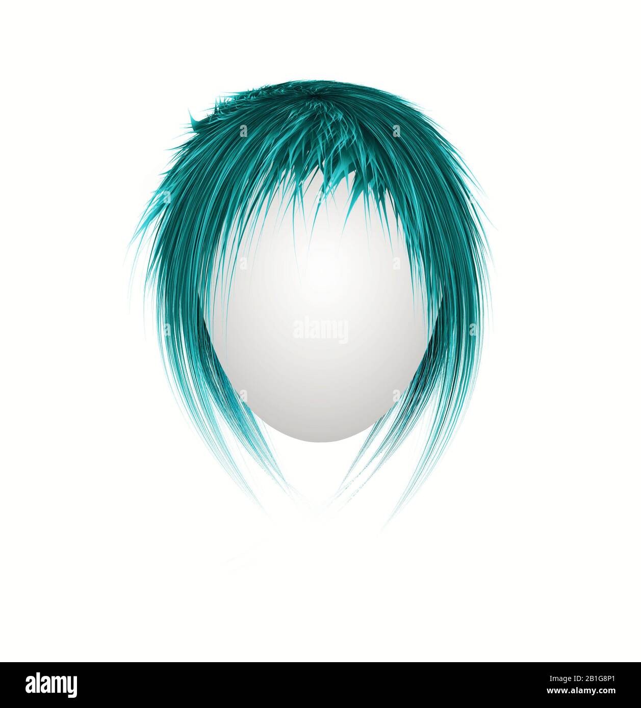 Green artificial hair or wig on white mannequin head Stock Photo