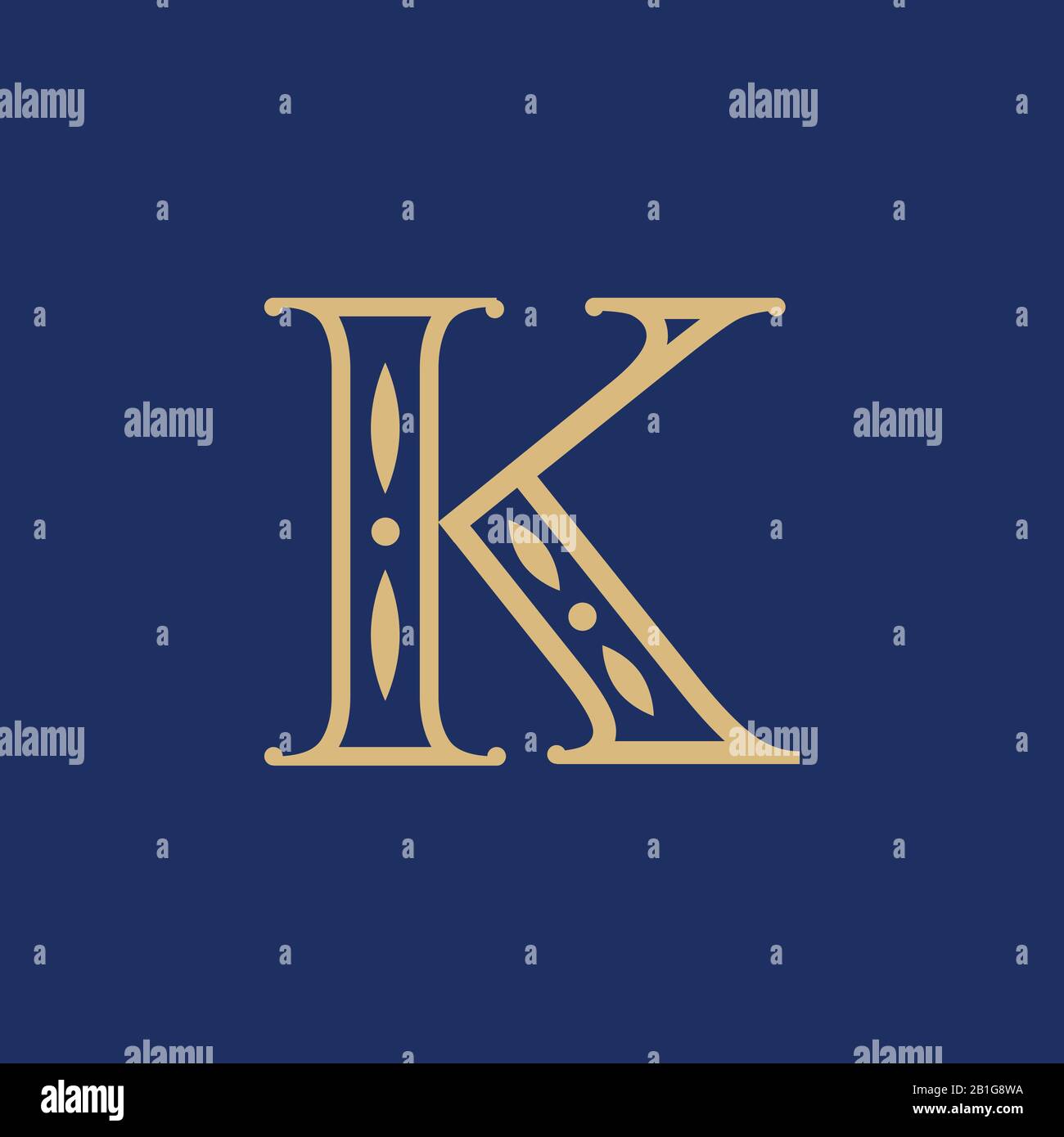 Initial K with pillar for Logo design template. Gold Color isolated in ...