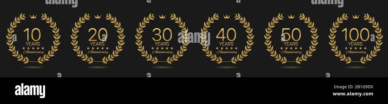 Anniversary laurel wreath set Stock Vector