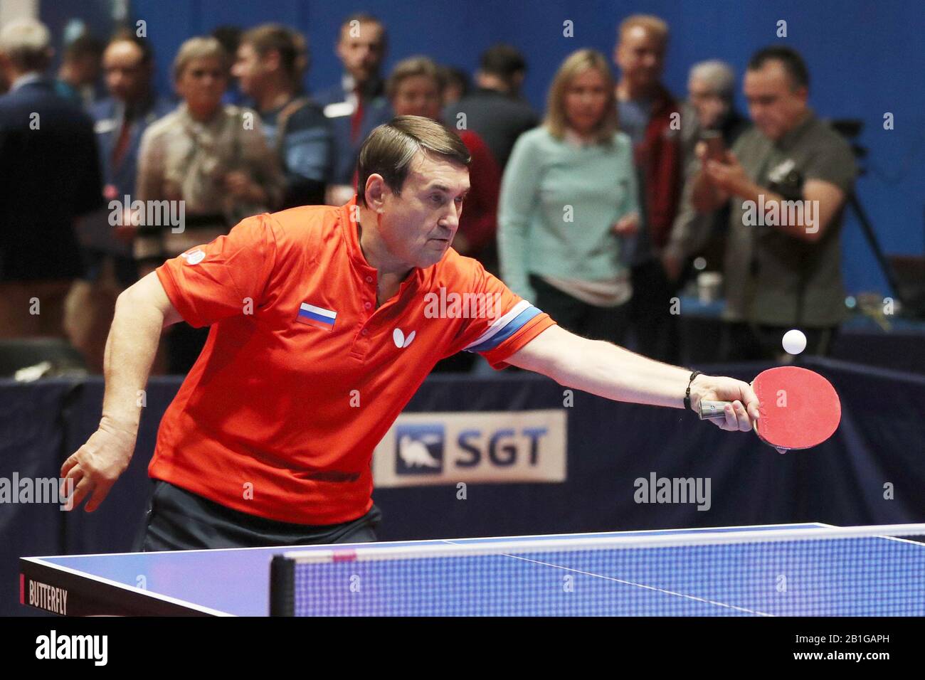 Moscow, Russia. 25th Feb, 2020. MOSCOW, RUSSIA - FEBRUARY 25, 2020: Russian  Presidential Aide Igor Levitin takes part in a VIP tournament as part of  the 2020 Russian Table Tennis Championship at