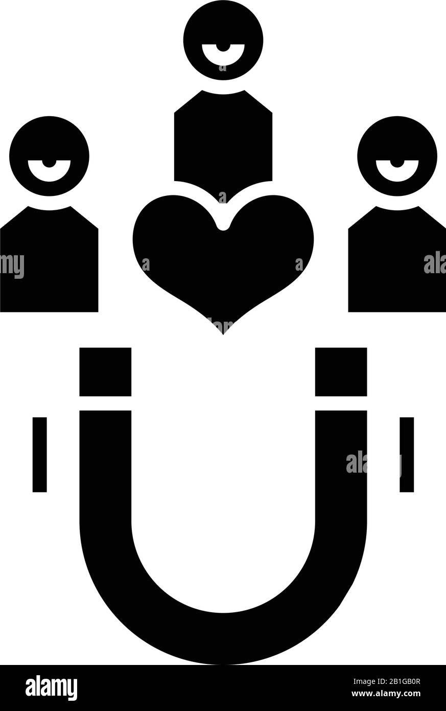 Attracting clients black icon, concept illustration, vector flat symbol, glyph sign. Stock Vector