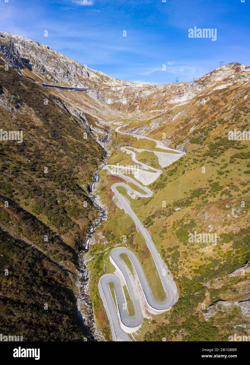 Aerial View Of The Tremola San Gottardo Road The Longest Road Monument aerial-view-of-the-tremola-san-gottardo-road-the-longest-road-monument