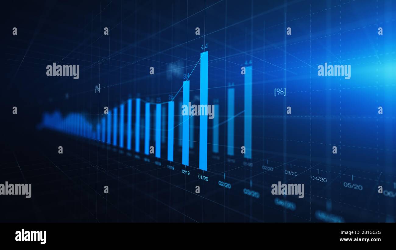 Financial graph showing statistics, prices falling, stock market crash