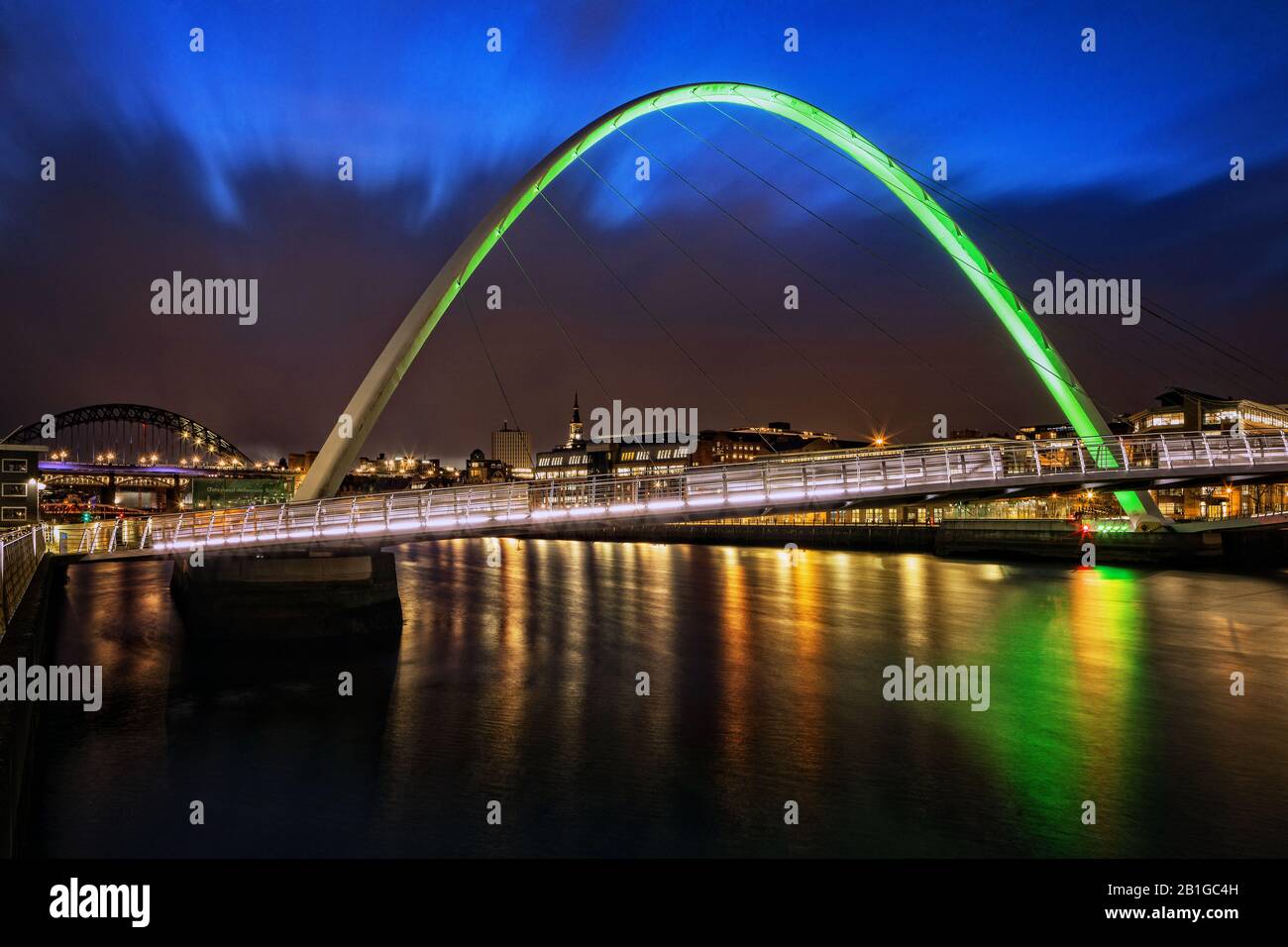 Millennium Bridge Blue Hour Stock Photo