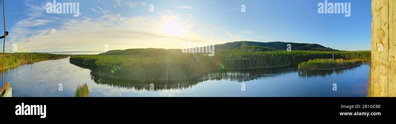 View over Skellefte river in Lapland, Sweden. Stock Photo