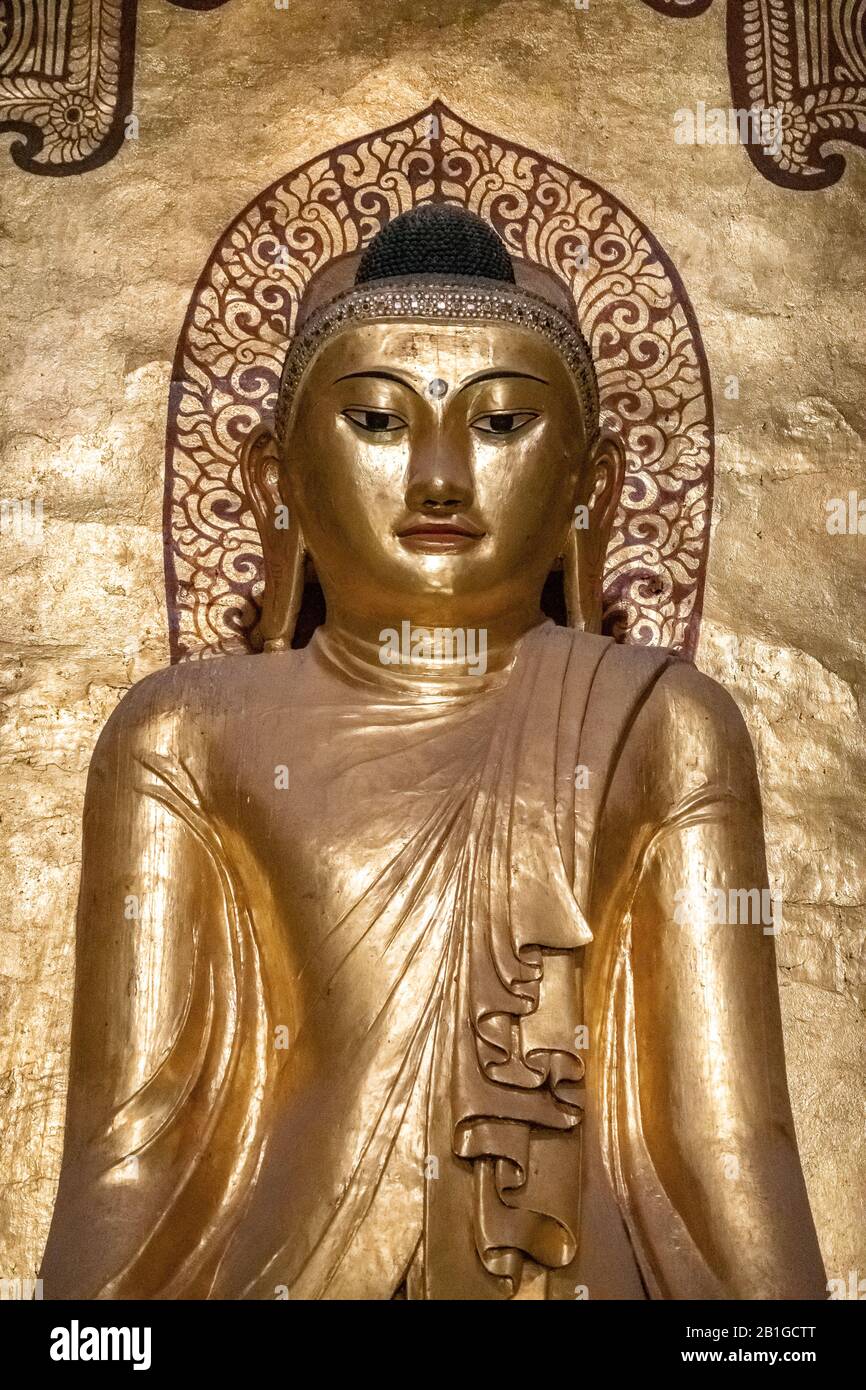 Standing Buddha statue at Ananda Pagoda, Bagan, Mandalay Region
