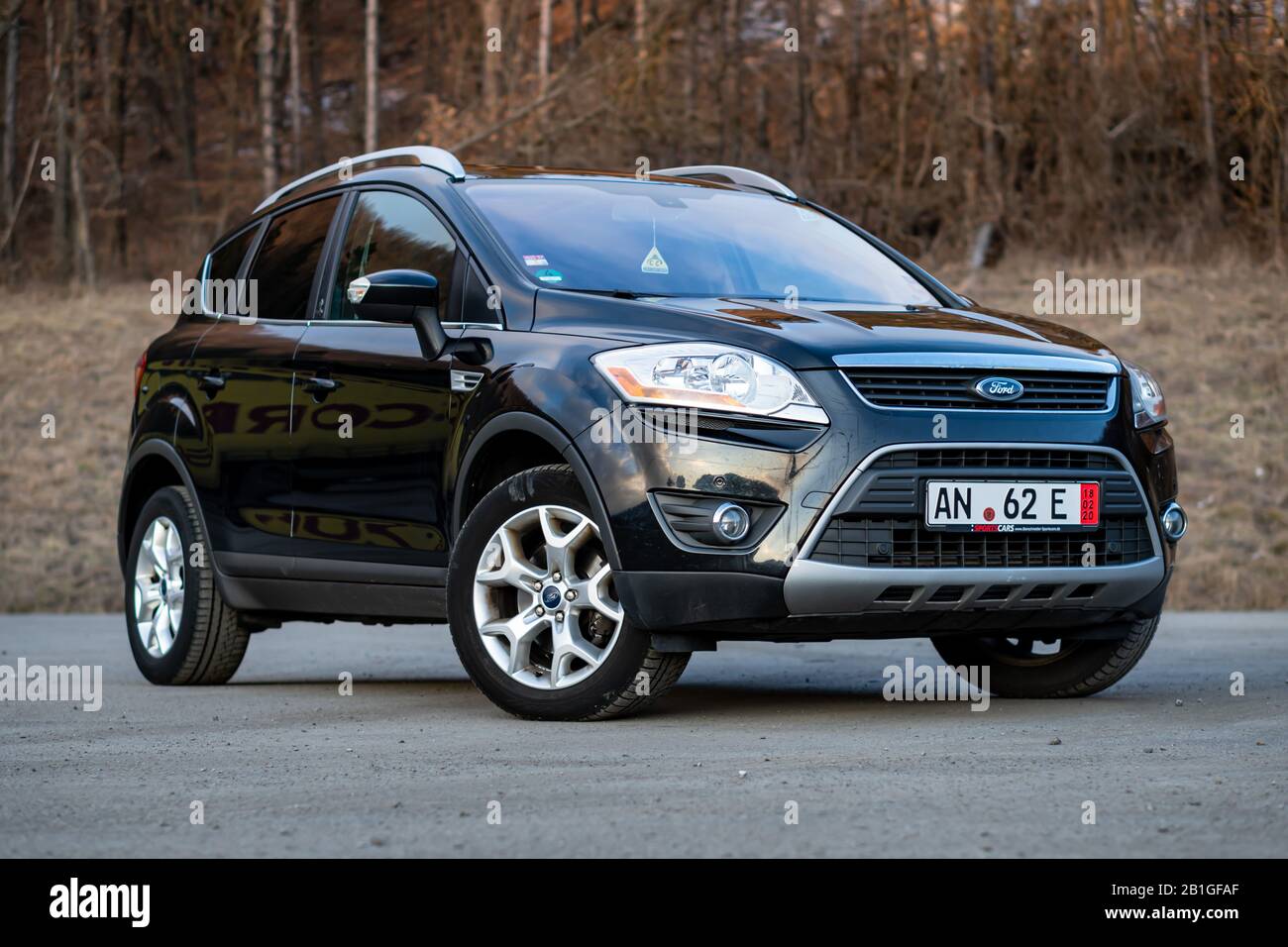 Cluj-Napoca, Cluj/Romania-01.21.2020-Ford Kuga, limited edition-Uefa Champions  League, black metallic paint, panoramic sunroof, isolated in an empty p  Stock Photo - Alamy