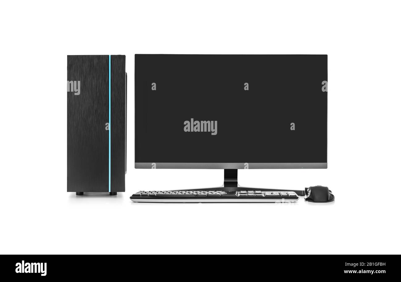 Desktop PC on white background Stock Photo - Alamy