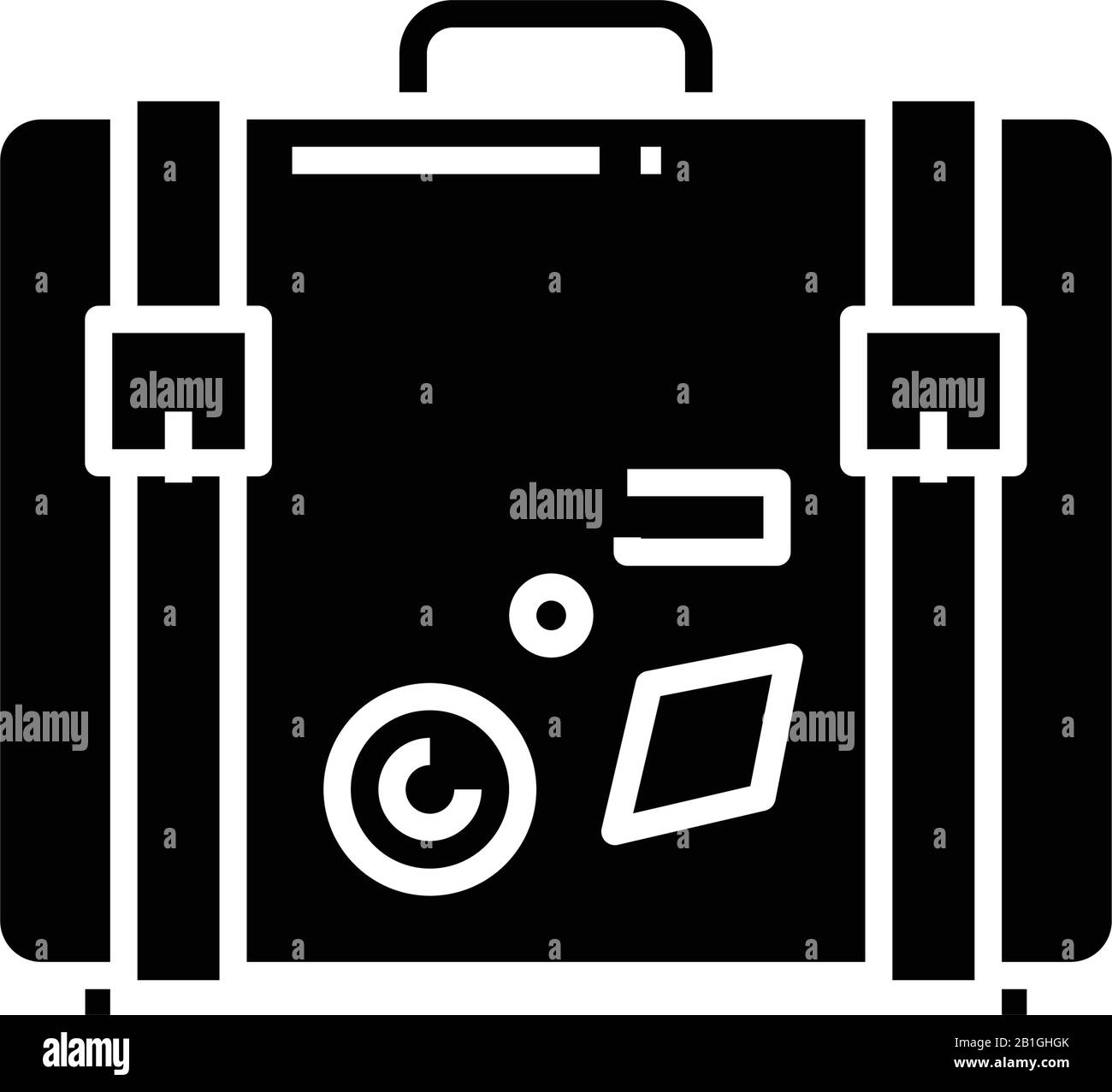 Big suitcase black icon, concept illustration, vector flat symbol, glyph sign. Stock Vector