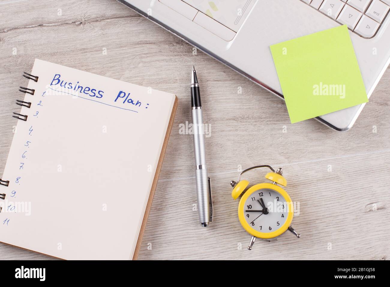 Clock, reminder and notebook Stock Photo Alamy
