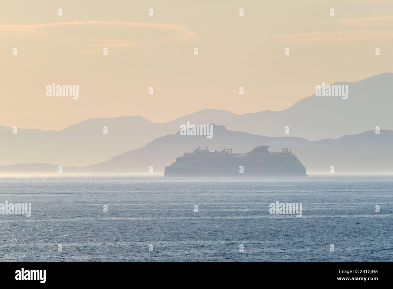 Cruise liner ship in Mediterranea sea Stock Photo