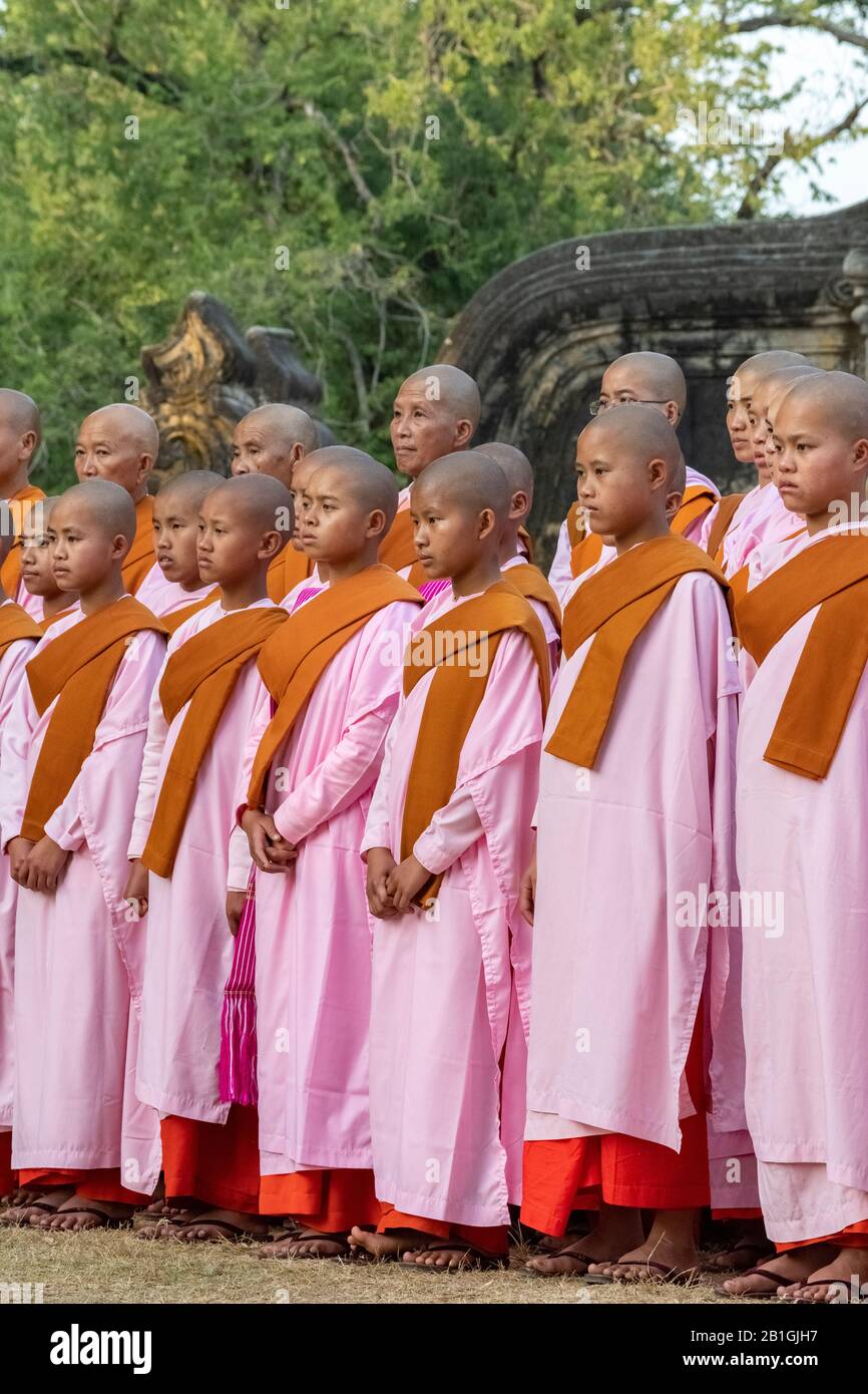 Buddhist nuns at Maha Aungmye Bonzan Monastery, Inwa, Mandalay Region