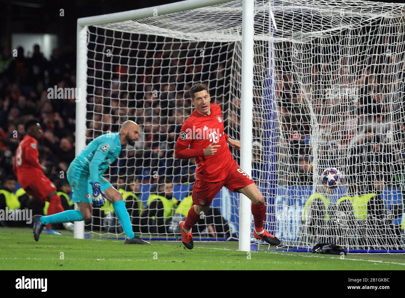 London Uk 25th Feb 2020 Robert Lewandowski Of Bayern Munich R Celebrates After Scoring His Team S