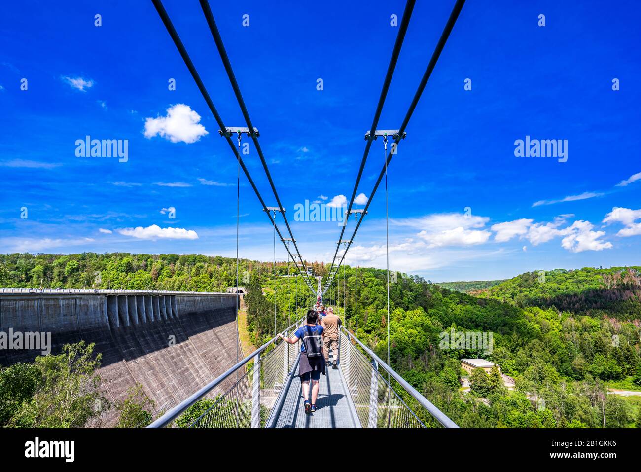 View on suspension bridge in Harz Mountains National Park, Germany