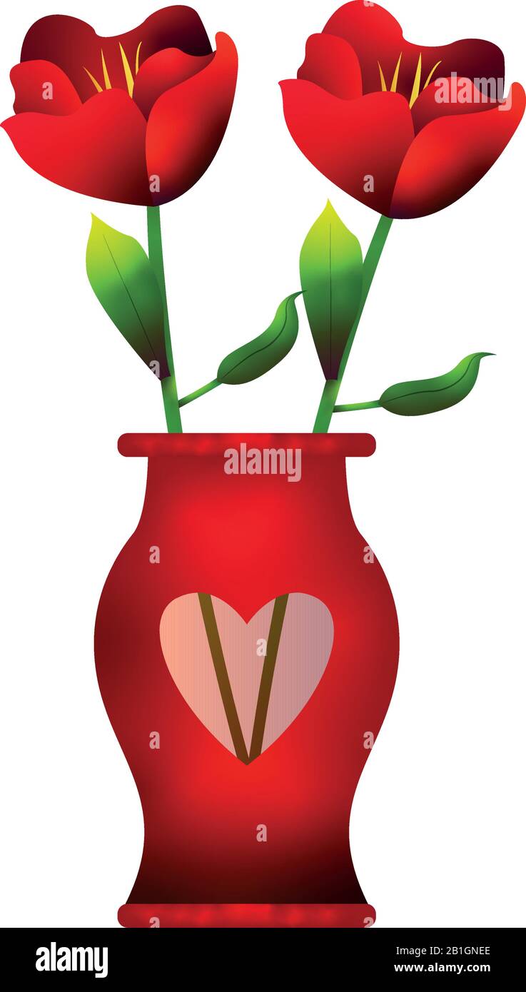 Isolated roses in a vase Stock Vector
