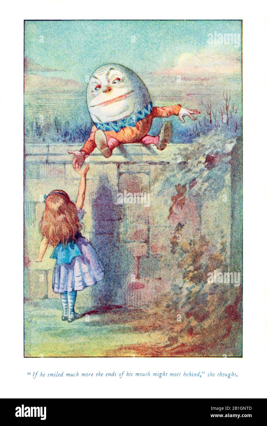 If he smiled much more the ends of his mouth might meet behind from Alice in Wonderland by John Tenniel Stock Photo