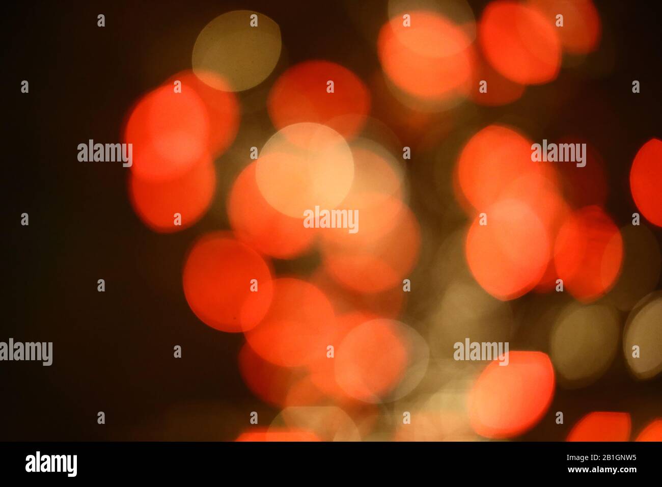 Blurred red and yellow lights with slightly oval shape. Stock Photo