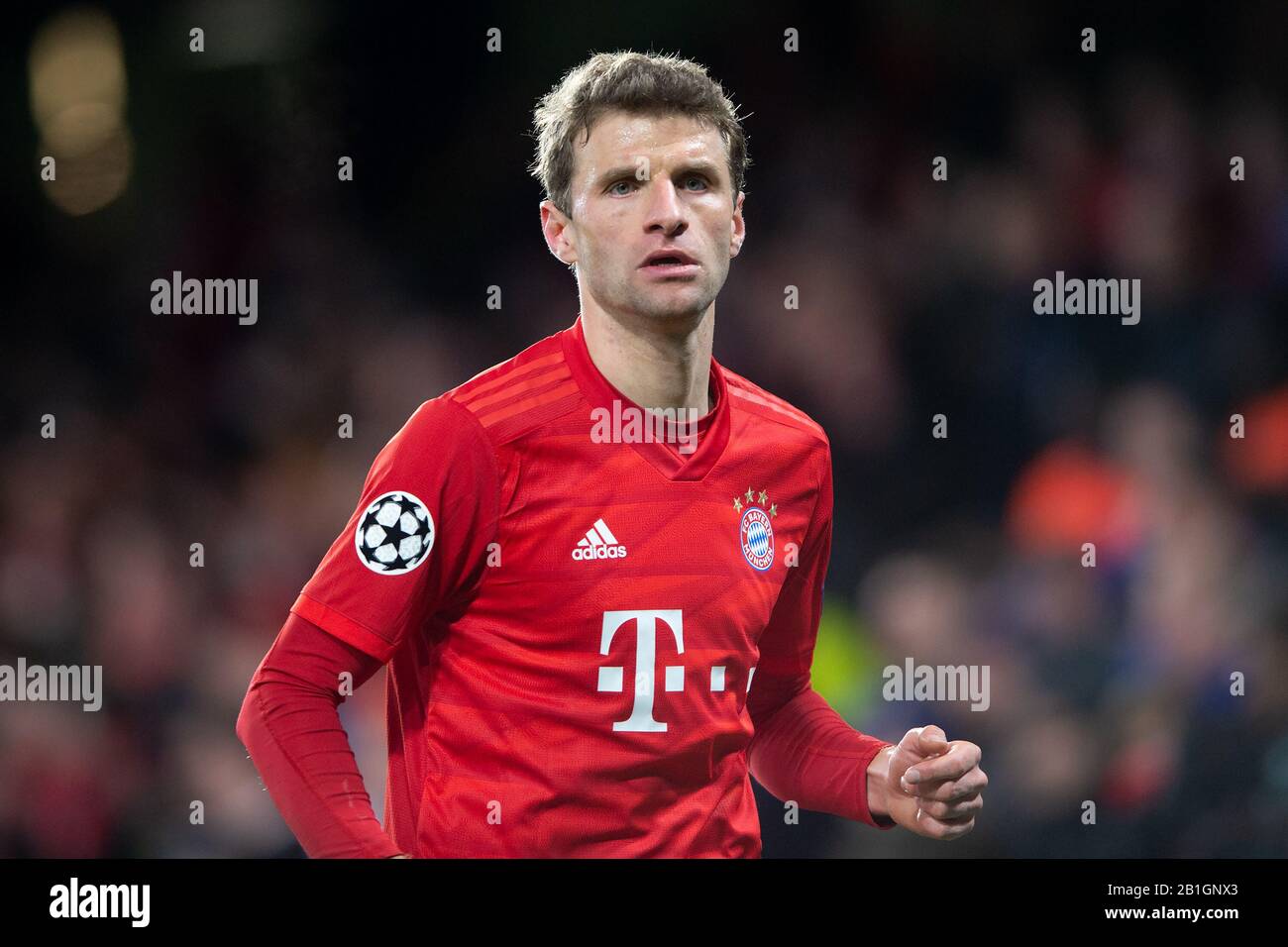 London, UK. 25th Feb, 2020. Thomas Müller of Bayern Munich during the UEFA Champions League Round of 16 match between Chelsea and Bayern Munich at Stamford Bridge, London, England on 25 February 2020. Photo by Salvio Calabrese. Editorial use only, license required for commercial use. No use in betting, games or a single club/league/player publications. Credit: UK Sports Pics Ltd/Alamy Live News Stock Photo
