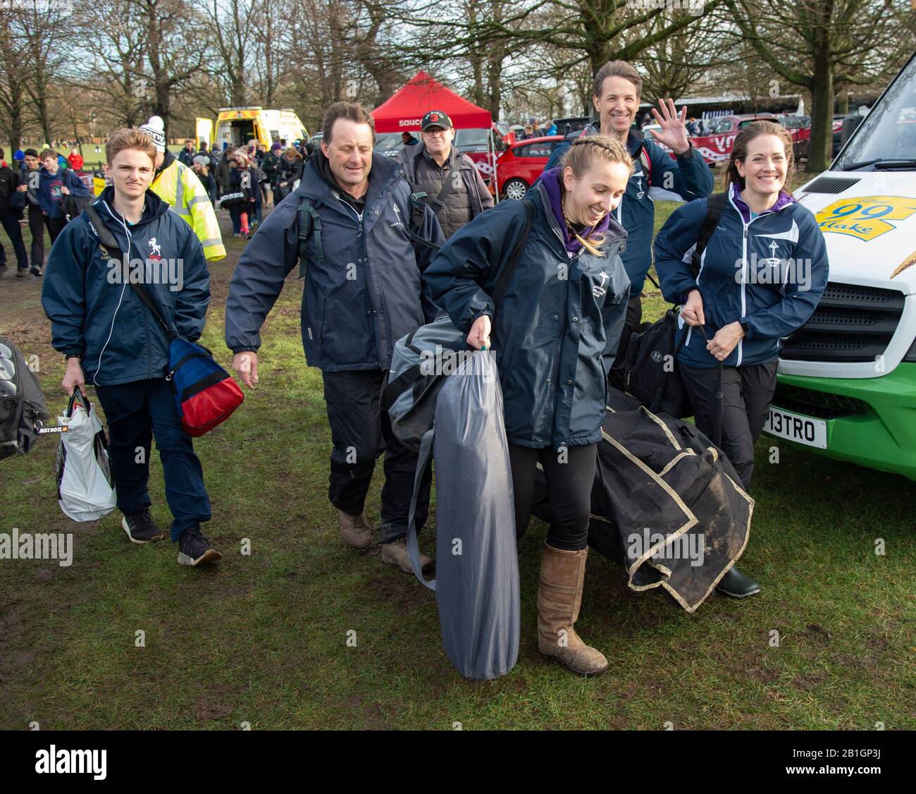 NOTTINGHAM - ENGLAND - 22 FEB:  Tonbridge AC athlete’s at the English National Cross Country Championships, Wollaton Park, Nottingham, England on the Stock Photo