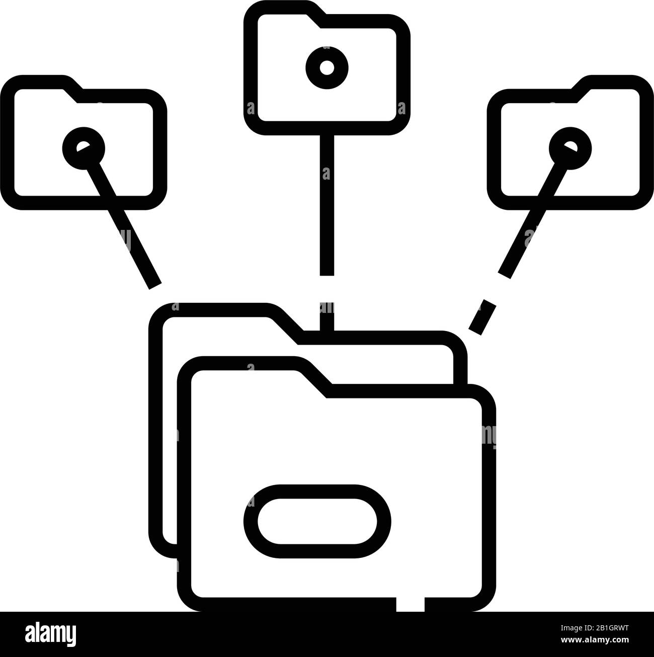 Files connection line icon, concept sign, outline vector illustration ...