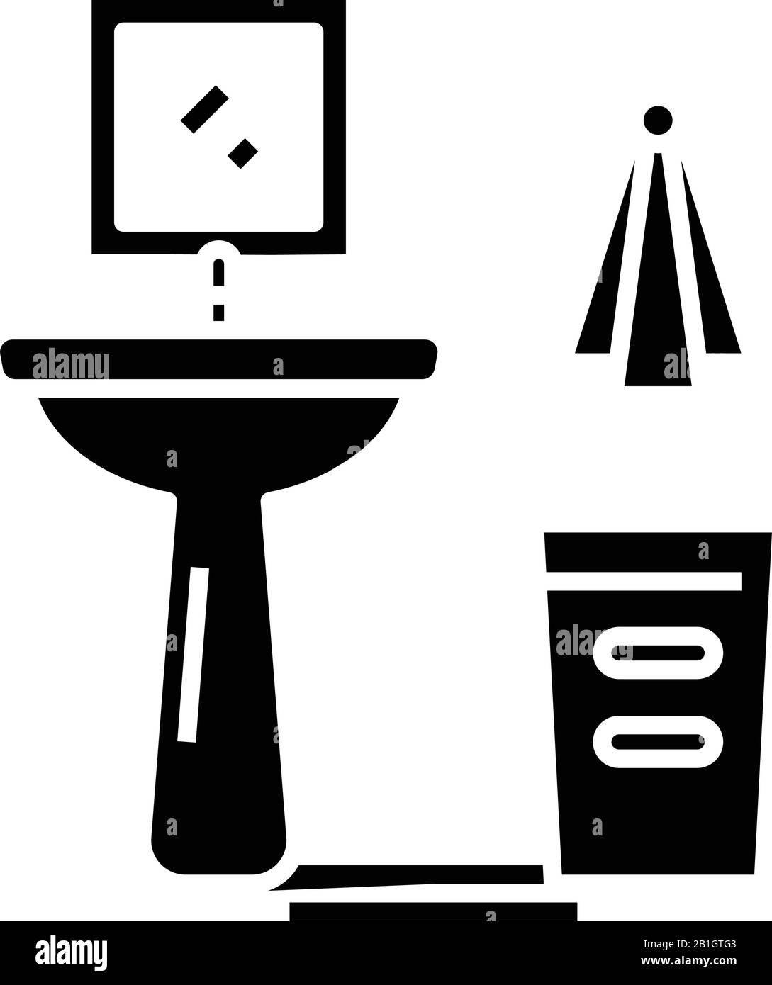 Bathroom sink black icon, concept illustration, vector flat symbol, glyph sign. Stock Vector