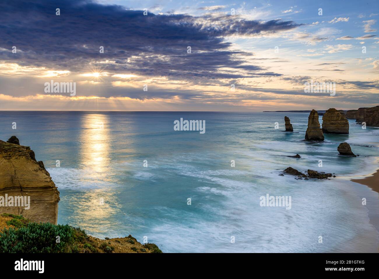 The Twelve Apostles at sunset. Great Ocean Road, Victoria, Australia Stock Photo